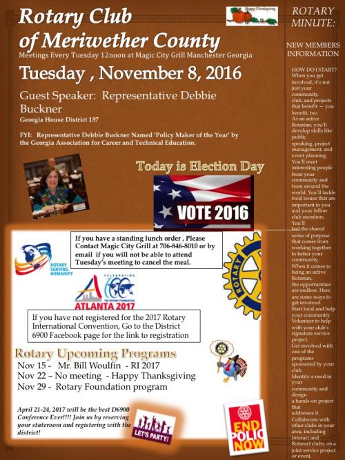 Club Bulletin Rep Debbie Buckner GA House District 137 Nov 8 2016.jpg